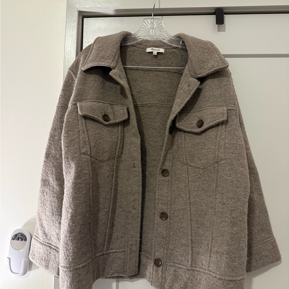 Madewell Taupe Wool-Blend Button Front Jacket